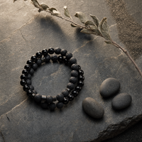 Bracelet Énergie, Pierre de Lave & Onyx Noir — bracelet-flatlay