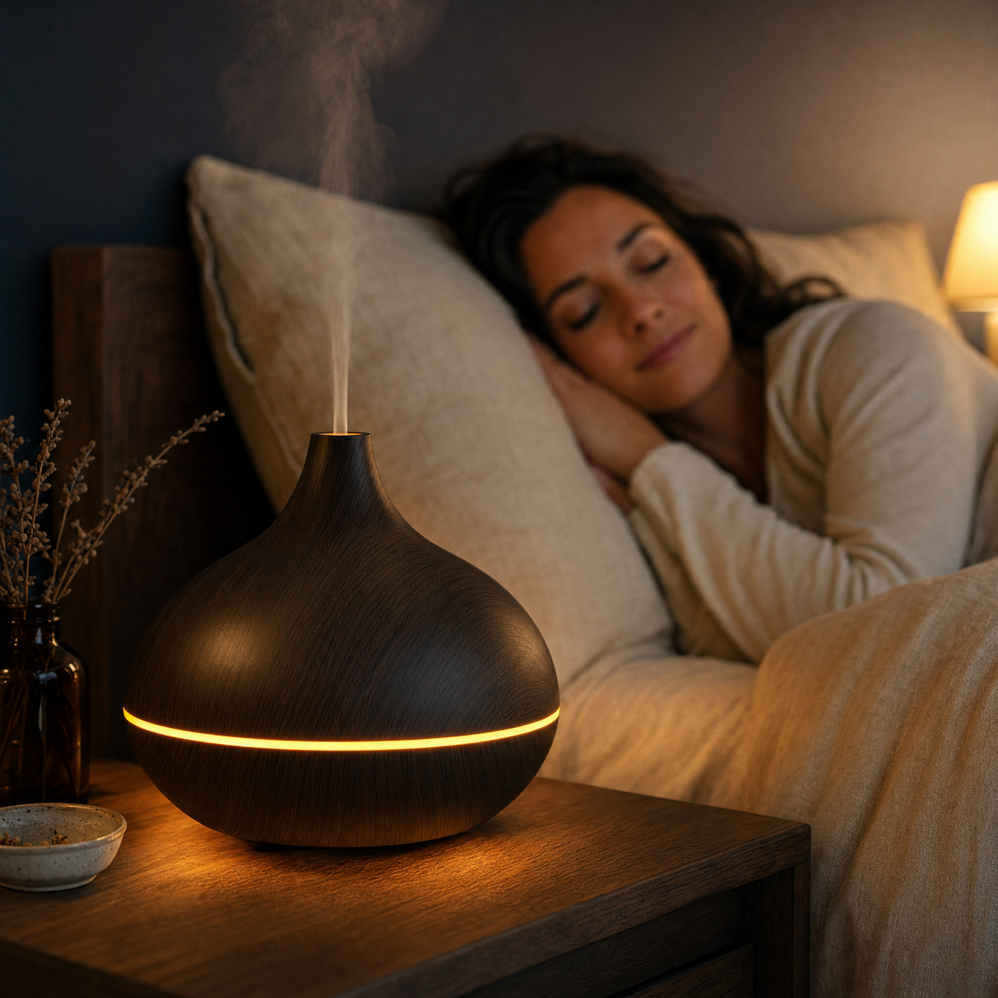 Diffuseur d'Huiles Essentielles Design Bois & Verre — diffuseur-human-bedroom