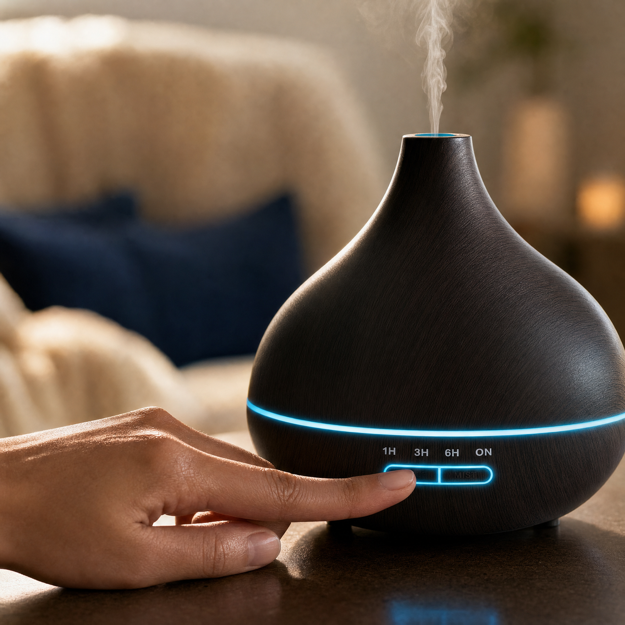 Diffuseur d'Huiles Essentielles Design Bois & Verre — diffuseur-human-controls