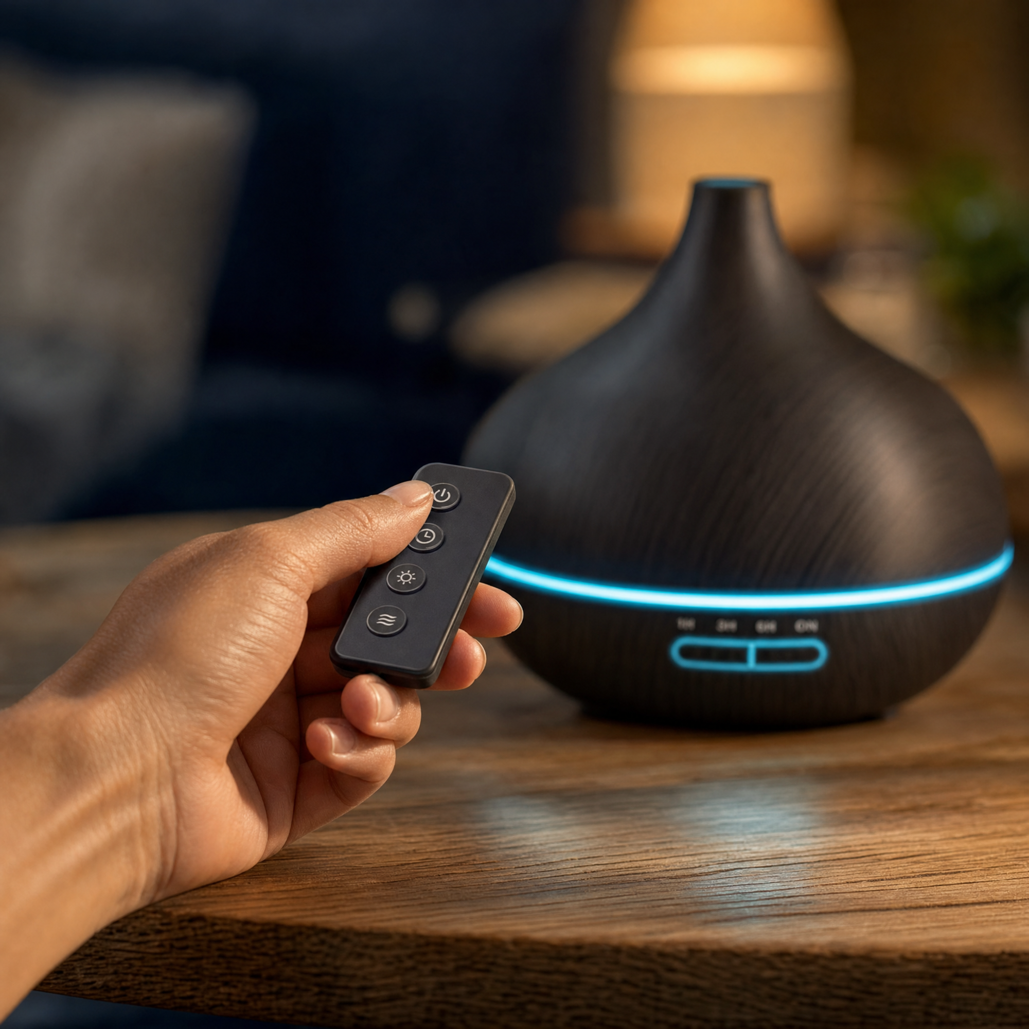Diffuseur d'Huiles Essentielles Design Bois & Verre — diffuseur-human-remote