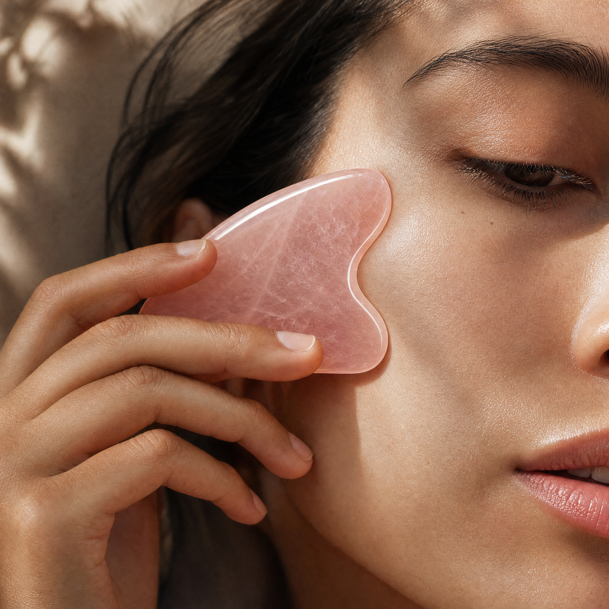 Gua Sha Quartz Rose, Rituel Éclat & Sérénité — gua-sha-face